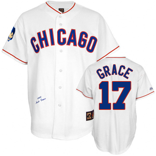 Men's Mitchell and Ness Chicago Cubs #17 Mark Grace Replica White 1968 Throwback MLB Jersey W4H5