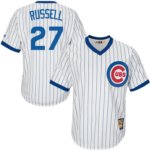 Men's Majestic Chicago Cubs #27 Addison Russell Replica White Home Cooperstown MLB Jersey H9P1