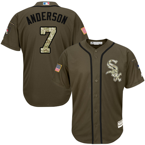 Men's Majestic Chicago White Sox #7 Tim Anderson Authentic Green Salute to Service MLB Jersey B5K3